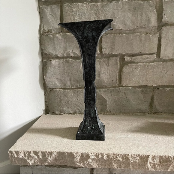 Metal blue black unique Vase Snake, Lizard, and Mask on all 4 sides - Picture 6 of 7